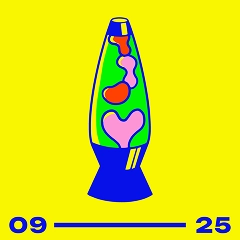 Illustrated lava lamp icon in bright neon colors