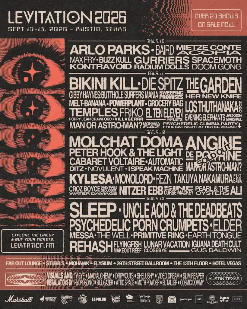 Birds Georgetown Is OPEN + Free Levitation Tix Are HERE! 4 LEVITATION 2026 POSTER